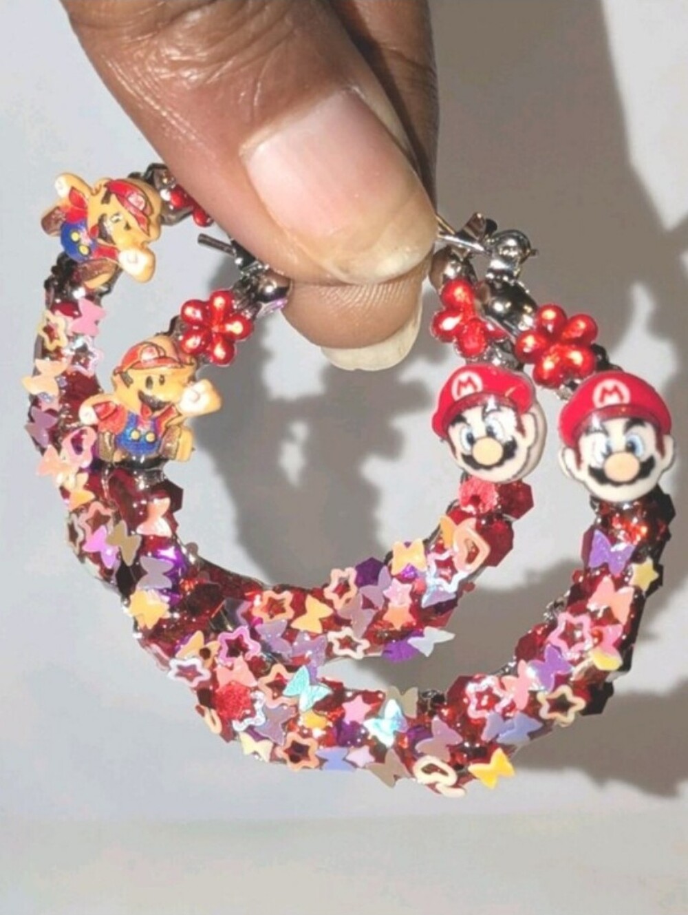 Hand CRAFTED Super Mario Red Star Hoop Earrings For Kids And Adults